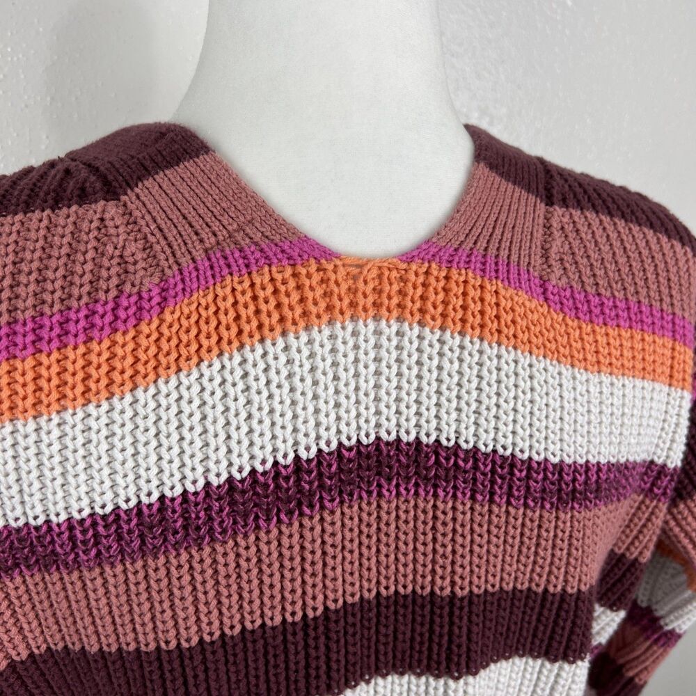 Jessica Simpson Sweater Women Small Pink Orange Striped Button Up Cardigan - Picture 10 of 12